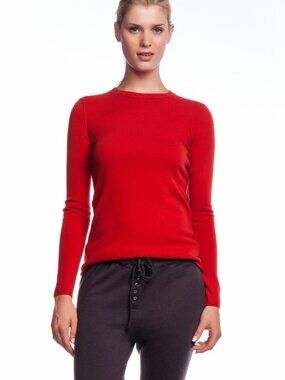 Inhabit Crew Top Poppy Red Cashmere Pullover Long Sleeve M